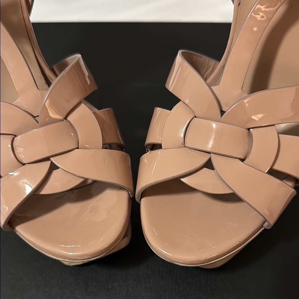 YSL Tribute Platform heels parent nude sz 6.5 - Picture 15 of 16